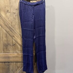 Massimo Dutti Purple Satin Trousers Geometric Pattern New Pants Size‎ 6